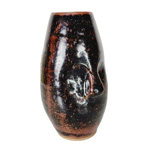 VTG MCM 60s Anthropomorphic Face Vase Clay Stoneware Pottery Studio Art Signed - Picture 7 of 12